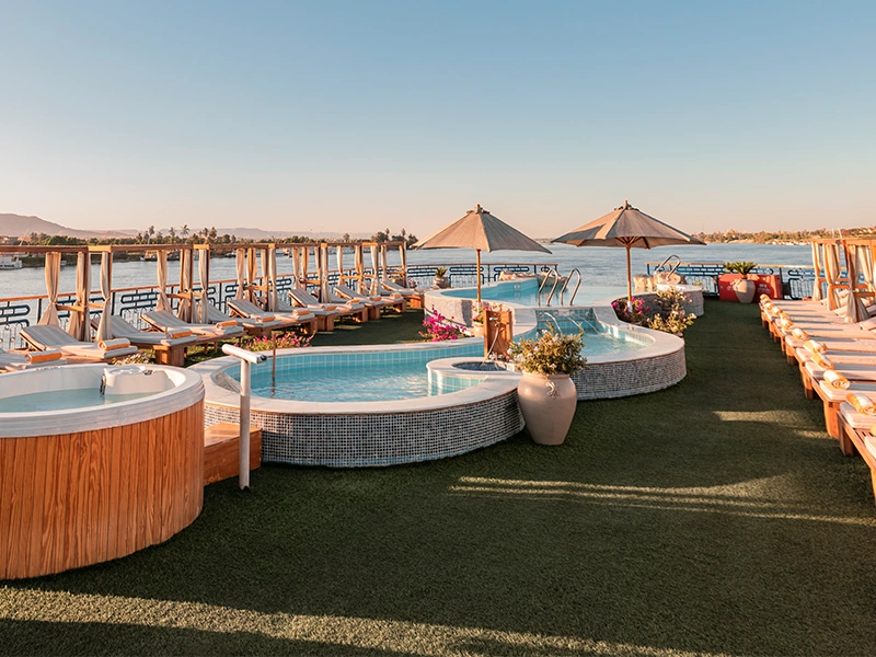 Sun deck of the Sonesta Star Goddess Nile Cruise Nile cruise